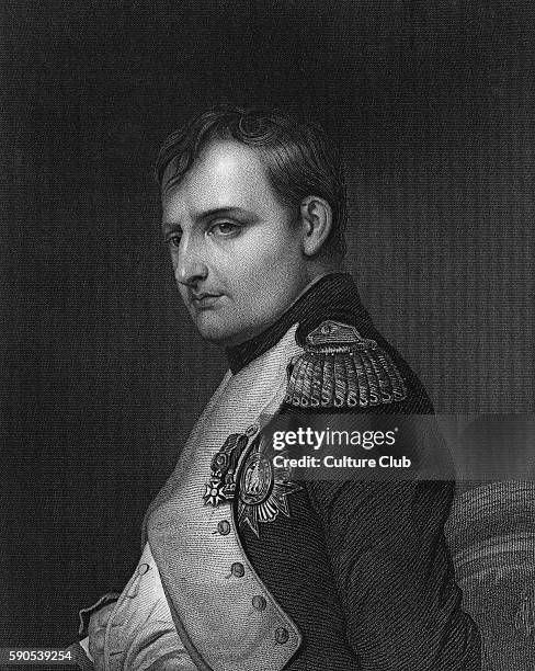 Napoleon Bonaparte, portrait. French military and political leader, 15 August 1769 Ð 5 May 1821. After the engraving by S.Freeman after the painting...