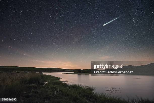 big perseid - star trail stock pictures, royalty-free photos & images