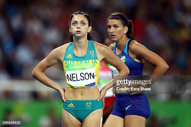 Ella Nelson of Australia reacts during the Women's 200m Semifinals on Day 11 of the Rio 2016 Olympic Games at the Olympic Stadium on August 16, 2016...