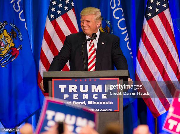 Republican Presidential Candidate Donald Trump speaks at a rally on August 16, 2016 in West Bend, Wisconsin.