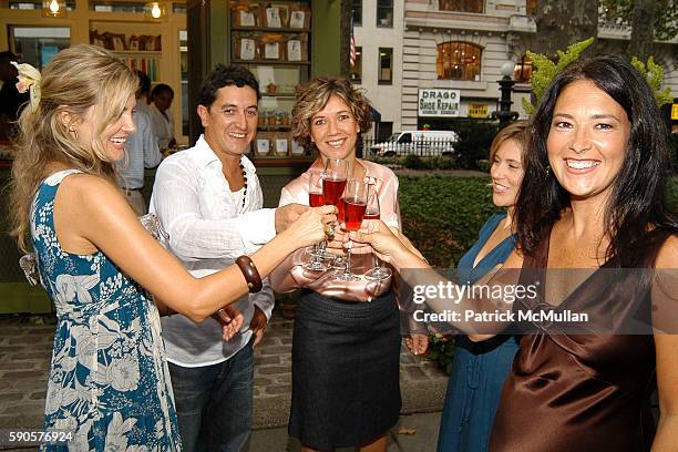 Kee Edwards, Mauro Gomes, Angelica Gomes and Jennifer Pfeiffer attend Magnolia Opens First Couture Flower / Plant Kiosk In Bryant Park at Magnolia...