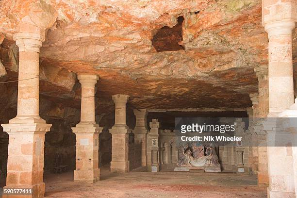 Cave and altar in medieval pilgrim complex of Rocamadour devoted to the worship of Virgin Mary.