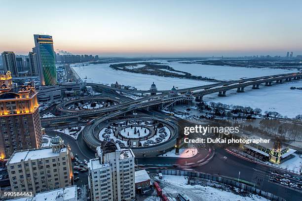 harbin songhua river elevated road - província de heilongjiang imagens e fotografias de stock