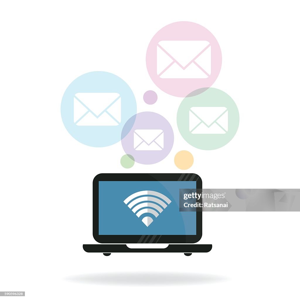 Email Computer Imagine Computer Email Concept High-Res Vector Graphic - Getty Images