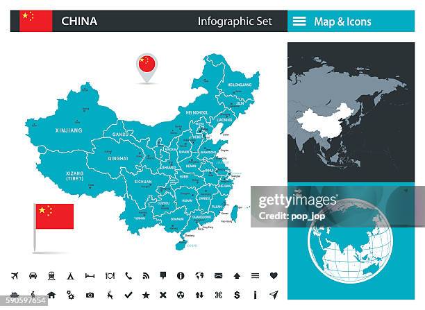 china - infographic map - illustration - tibet stock illustrations