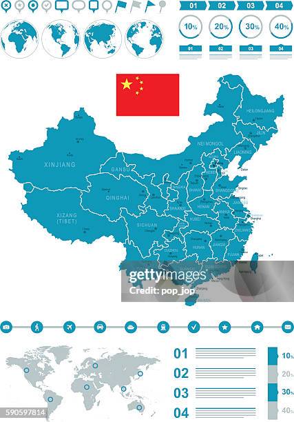 china map infographic - tibet stock illustrations
