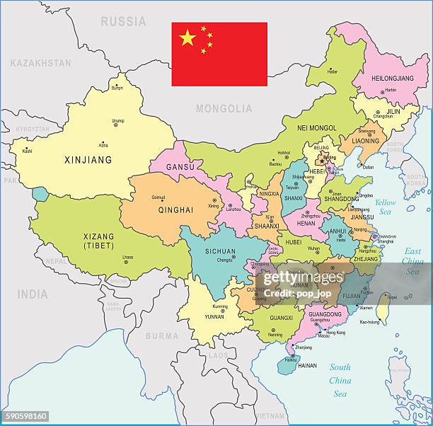 china map - illustration - tibet stock illustrations