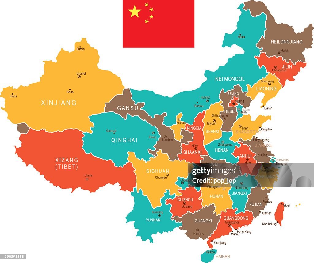 China Map With Color Colored China Map High-Res Vector Graphic - Getty Images