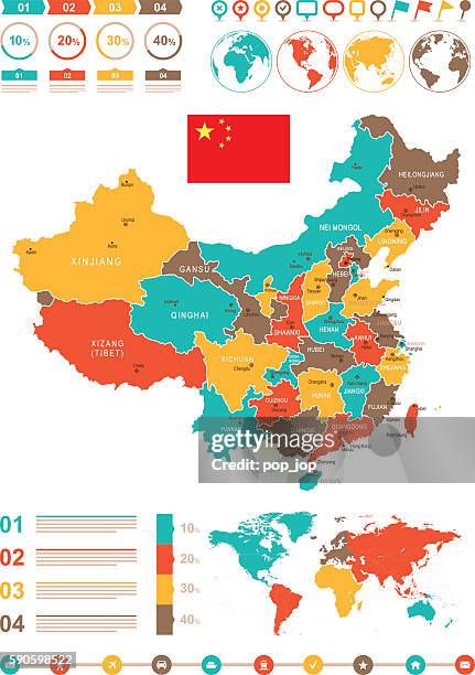 colored infographic china map - tibet stock illustrations