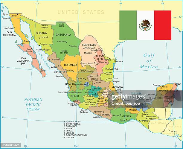 mexico map - illustration - guadalajara mexico stock illustrations