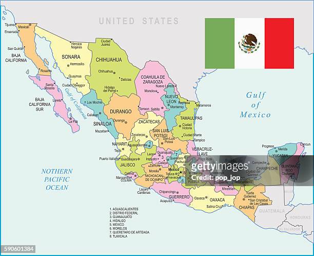 stockillustraties, clipart, cartoons en iconen met mexico map - illustration - mexicali