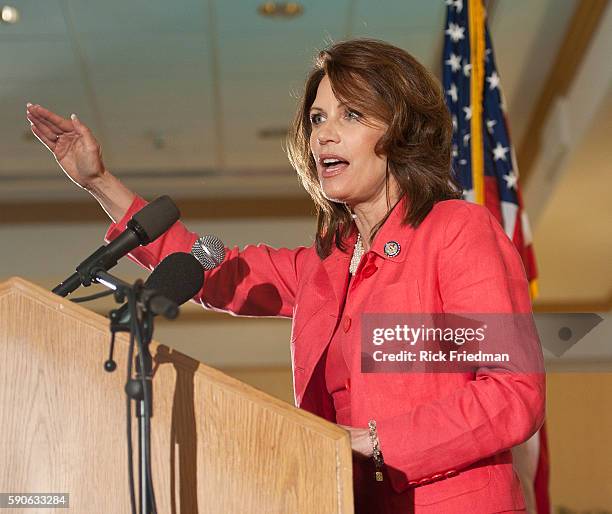 Potential Presidential candidate Congresswoman Michele Bachmann of Minnesota addressing the New Hampshire Republican State Committee in Nahua, NH on...