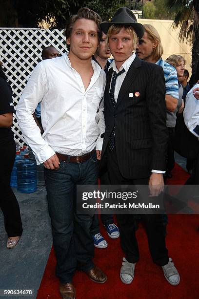 Hanno Koffler and Robert Stadlober attend OUTFEST 2005 Awards at Ford Amphitheatre on July 17, 2005 in Hollywood, CA.