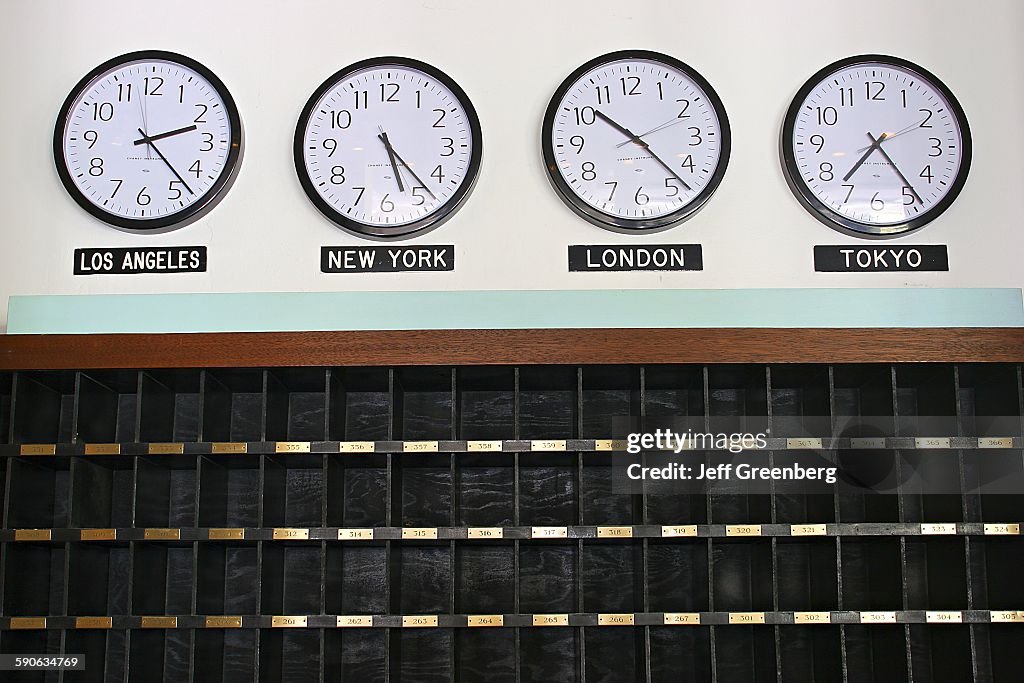 Hotel Clocks Showing Times Around The World