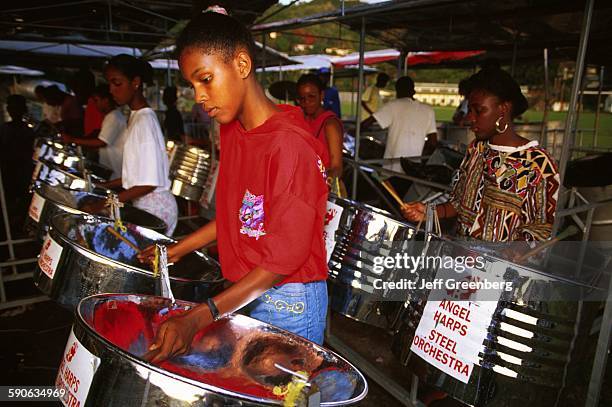 Grenada, St Georges Steel Drum Band Practicing.