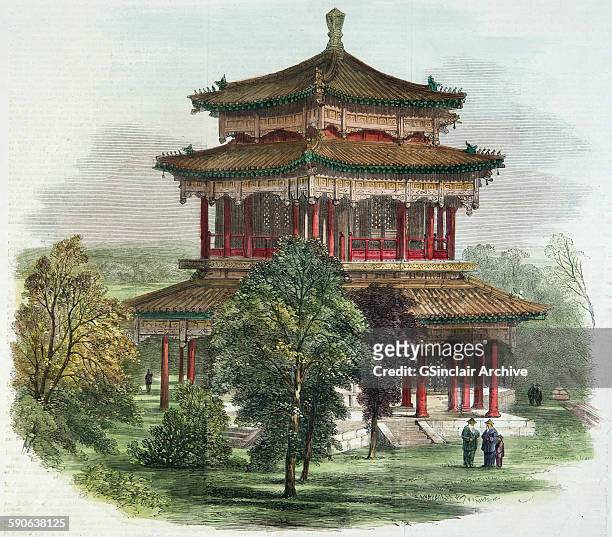 Portion of the emperor of China's summer palace, Near Pekin. April 27, 1861. The Illustrated London News.