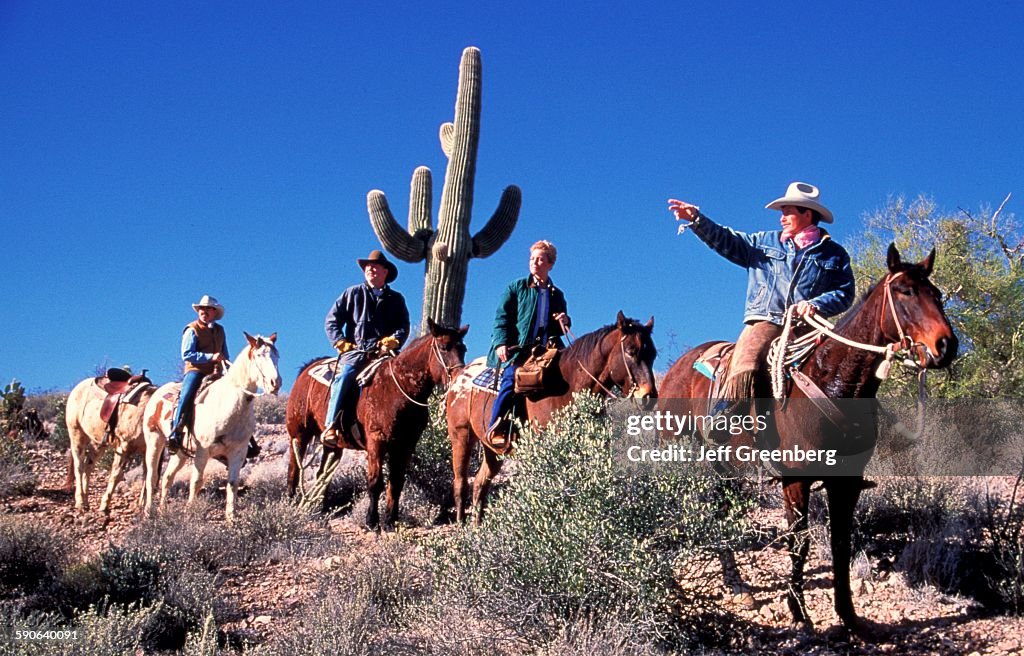 Arizona, Wickenburg, Sonoran Desert, Wranglers and Visitors Near Rancho De Los Caballeros