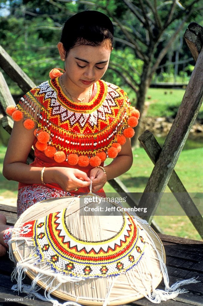 Sarawak Cultural Village Iban Woman Weaving Tribal Regalia