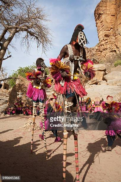 Dancers wearing Kananga masks perform at the Dama celebration in Tireli, Mali.