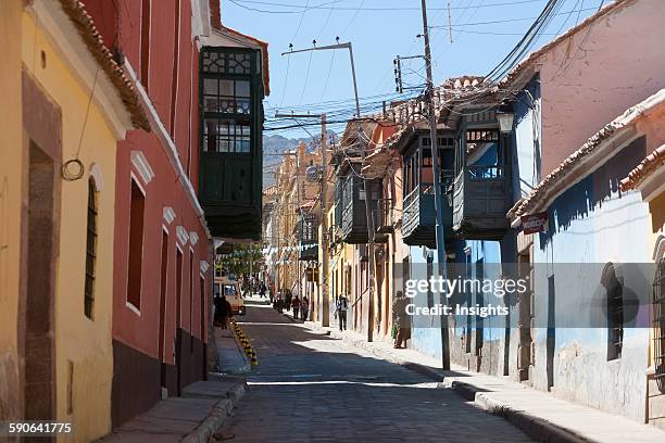 Houses With Enclosed Balconies Along A Street, Potos.