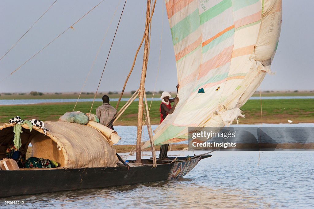 Sail boat on Lake Debo.