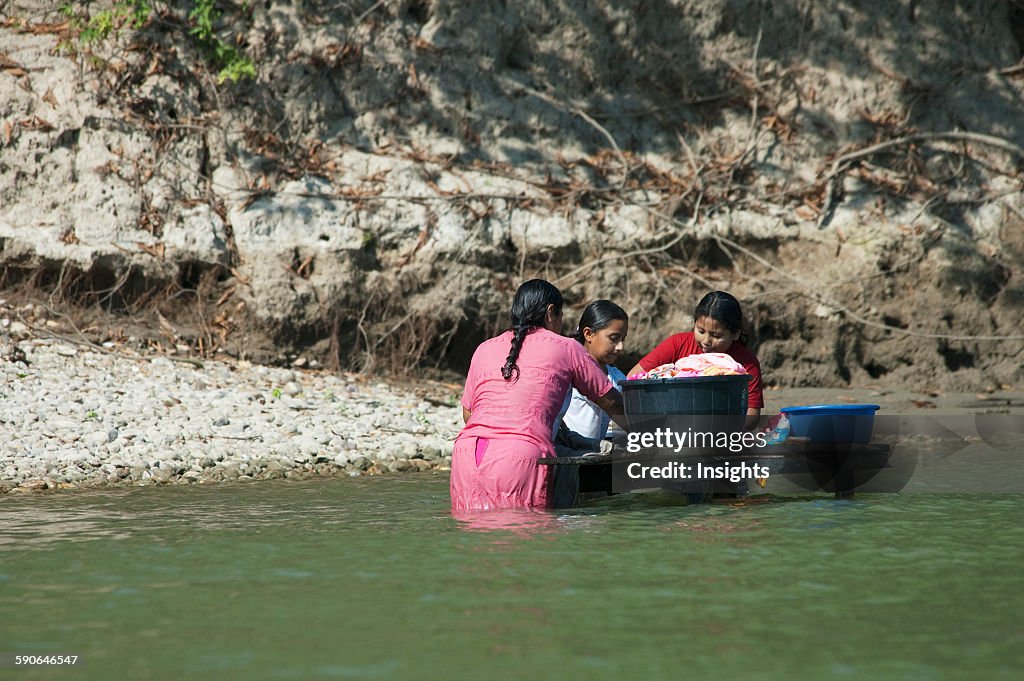 Lacandon Maya Women Doing Laundry.