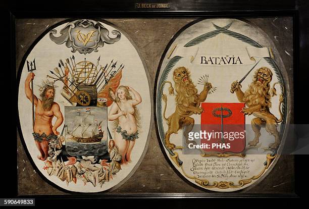 Jeronimus Becx . Dutch artist. The Arms of the Dutch East India Company and of the Town of Batavia, 1651. Rijksmuseum, Amsterdam, Holland.