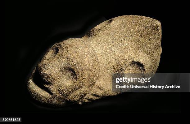 Pointed stone from the Taíno culture. Created by the Arawak people, the indigenous peoples of the Caribbean. Dated 16th Century.