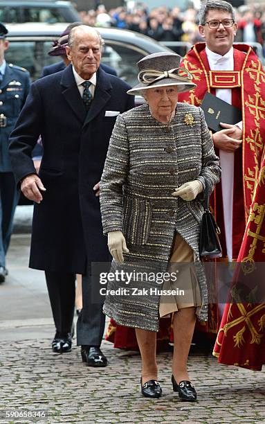 Queen Elizabeth II and Prince Philip, Duke of Edinburgh attend the inauguration of the tenth General Synod at Westminster Abbey in London