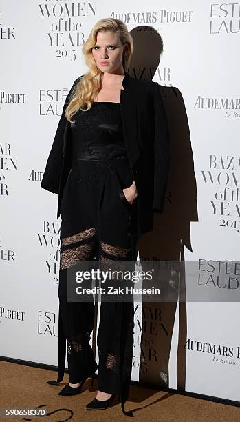 Lara Stone arriving at the Harper's Bazaar Women of the Year Awards at Claridges in London.