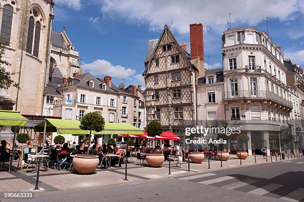 Angers : the "place Sainte-Croix" square and the Maison d'Adam .
