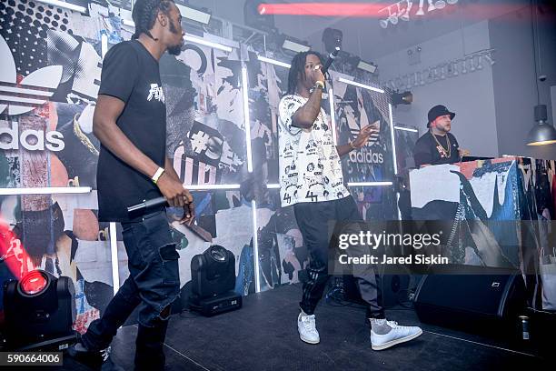 Fly, Joey Bada$$ and Statik Selektah perform at Private Concert Featuring Joey Bada$$ to Celebrate the Grand Opening of the Adidas Originals Soho...