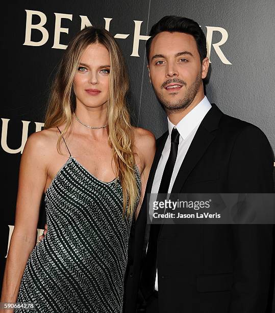 Model Shannan Click and actor Jack Huston attend the premiere of "Ben-Hur" at TCL Chinese Theatre IMAX on August 16, 2016 in Hollywood, California.
