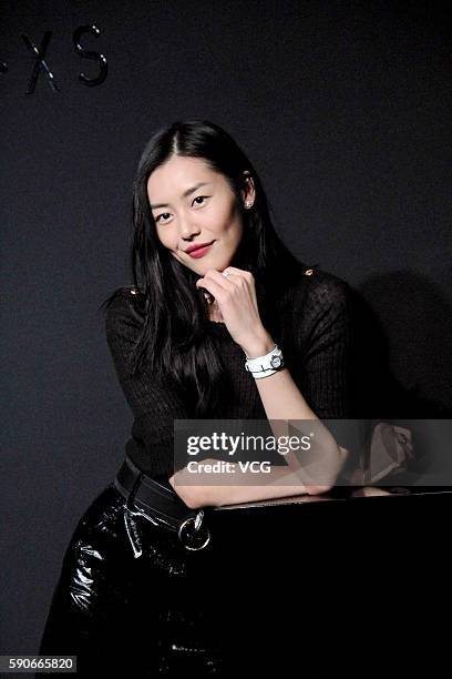 Fashion model Liu Wen poses during the press conference of Chanel J12XS watch on August 16, 2016 in Shanghai, China.