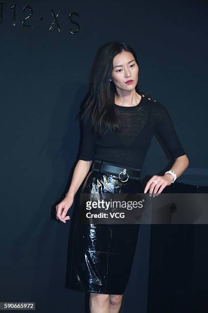 Fashion model Liu Wen poses during the press conference of Chanel J12XS watch on August 16, 2016 in Shanghai, China.