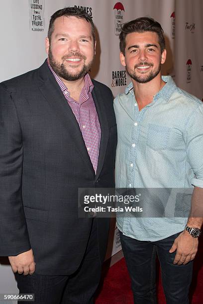 Actor M.J. Dougherty and actor John Deluca attend the launch party for M.J. Dougherty's "Life Lessons from a Total Failure" at The Sandbox on August...
