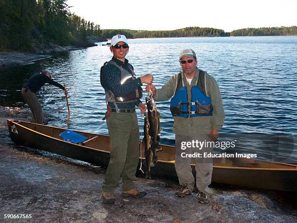 Ontario, Quetico Park, Lake Kawnipi, wilderness, Walleye, Fishermen.