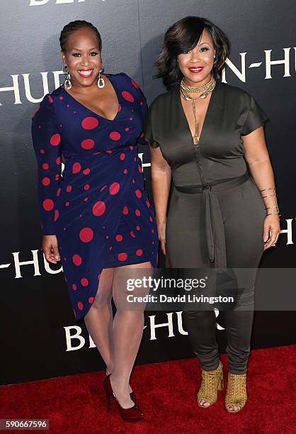 Singers Trecina 'Tina' Atkins-Campbell and Erica Atkins-Campbel of Mary Mary attend the premiere of Paramount Pictures' "Ben-Hur" at the TCL Chinese...