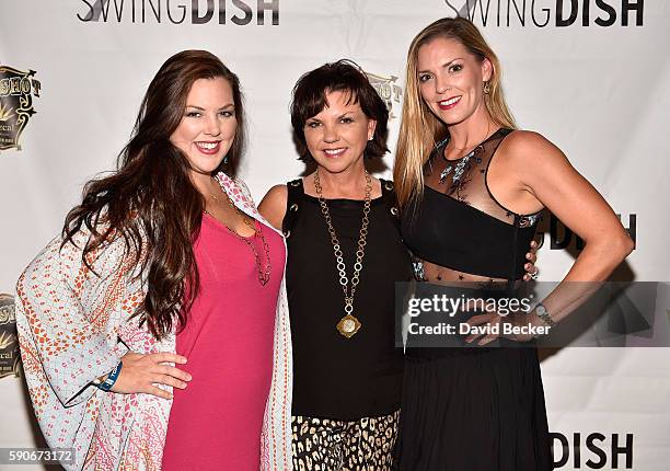 Singer Krystal Sandubrae, designer Tricia Covel and Shelley Covel attend the debut of SWINGDISH women's golf apparel 2017 spring/summer collection by...