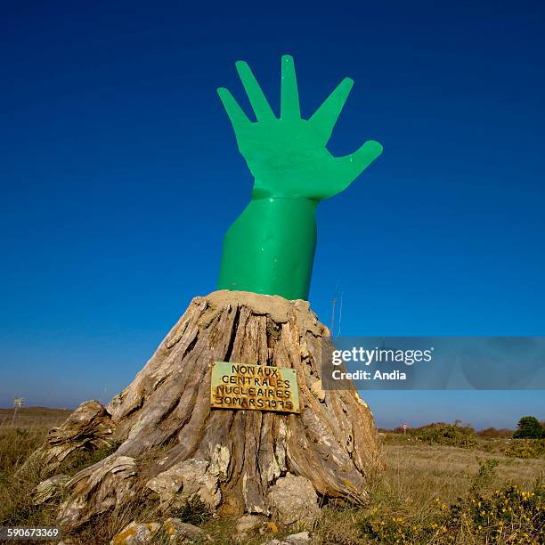 La main verte, anti-nuclear monument erected as a symbol of the mobilization of 1975 which allowed the abortion of a nuclear power station-building...