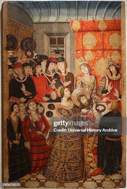 Banquet of Herod by Pedro Garcia de Benabarre, Catalan Gothic painter. Dated 15th Century.