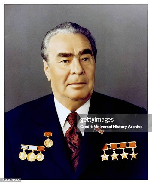 Photographic portrait of Leonid Brezhnev General Secretary of the Central Committee of the Communist Party of the Soviet Union. Dated 1964.