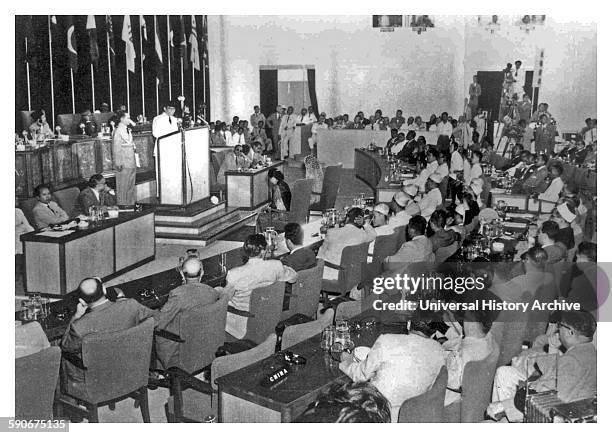 Photograph from the Bandung Conference, a meeting of Asian and African states who were newly independent. Bandung, Indonesia. Dated 1955.