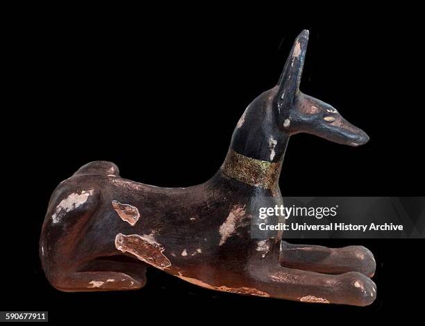 Ancient Egyptian, figure of the jackal god Anubis. Late Period. The jackal was the animal of Anubis, the divine protector of mummies and guardian of...