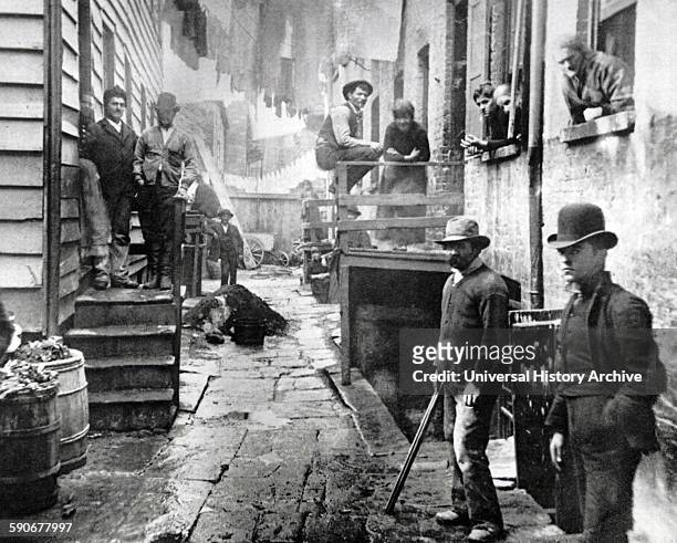 Photograph of Bandits' Roost by Jacob Riis Danish American social reformer, "muckraking" journalist and social documentary photographer. Dated 1890.