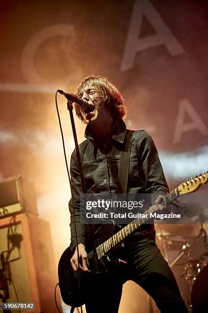 Guitarist and vocalist Ryan McCann of Welsh indie rock group Catfish And The Bottlemen performing live on stage at Reading Festival in Berkshire, on...