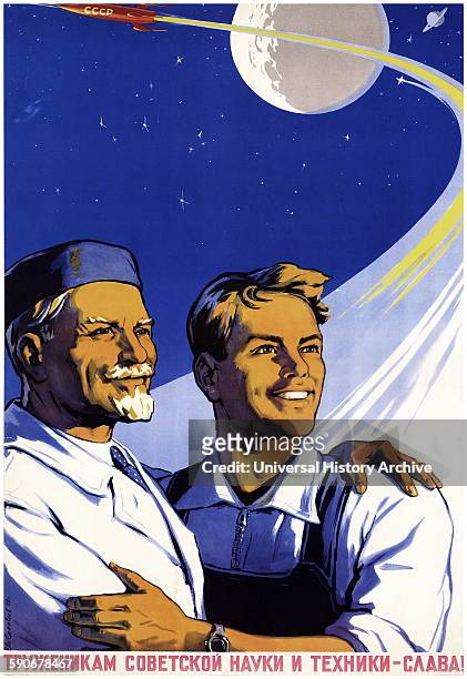 Soviet space program, propaganda poster 1960.