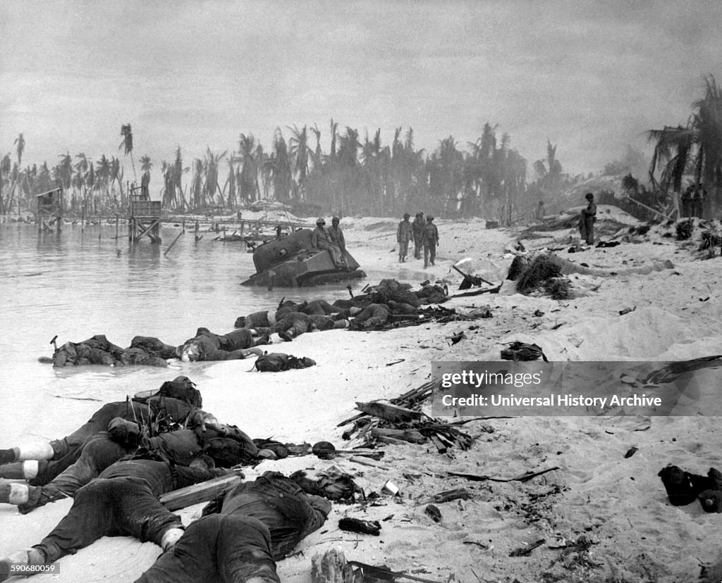 Tarawa Beach during the Battle of Tarawa.