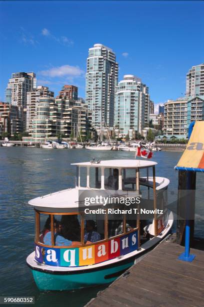 aquabus at dock - granville island market stock pictures, royalty-free photos & images