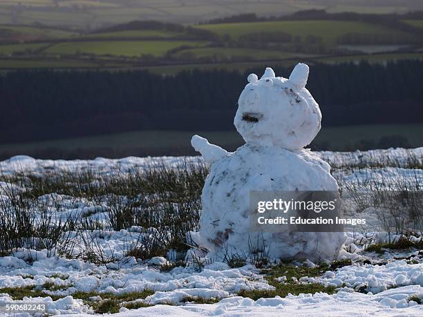 Snowman on hill, Exmoor, Somerset, UK.